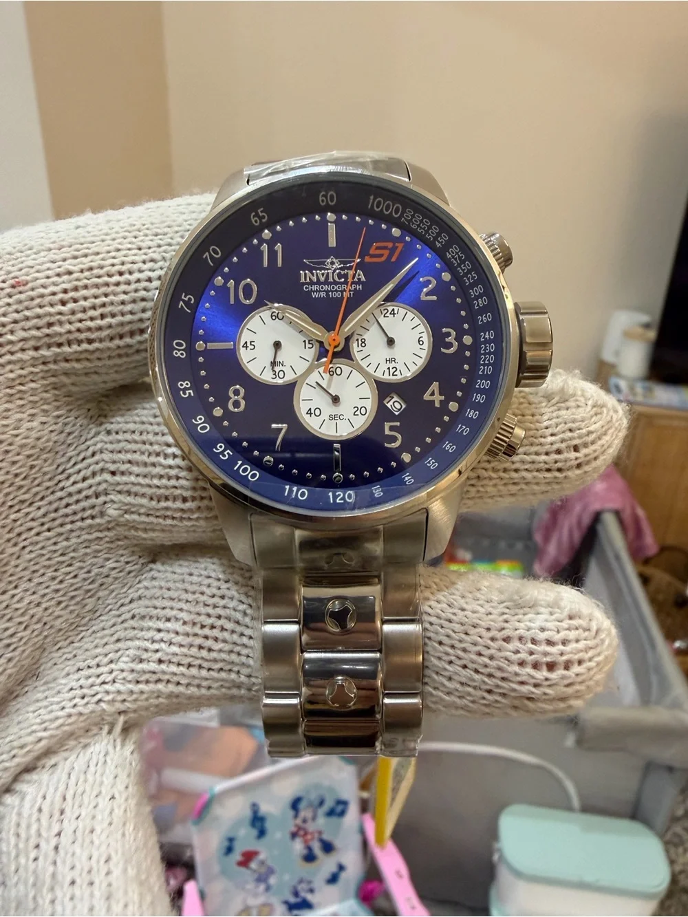 Invicta S1 Rally 23080 Chronograph Blue Dial Steel Mens Quartz Watch FULL SET